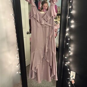 Elegant Mauve Ruffle Dress